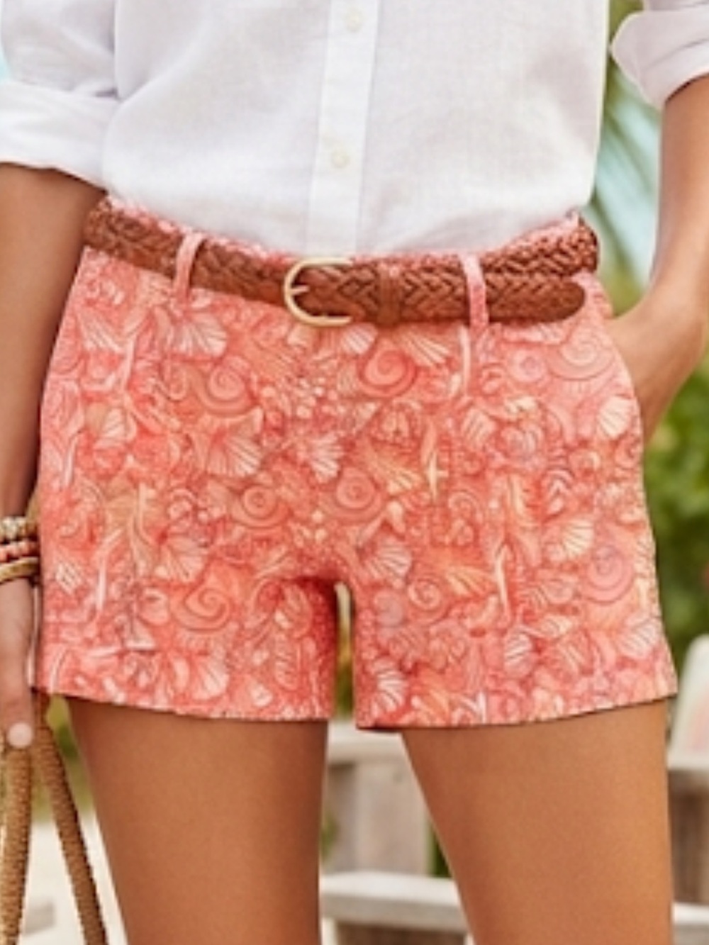 Vineyard Vines Pink Nautilus Shell Print Chino Shorts Size 0